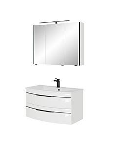 Pelipal Series 7045 Bathroom furniture -Set SET-167-052 Weiß Hochglanz / White gloss, black handles, 91 cm