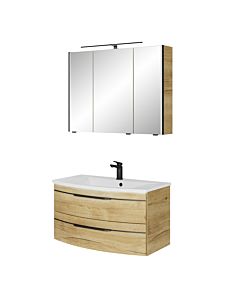 Pelipal Series 7045 Bathroom furniture -Set SET-167-057 Halifax Oak Synchronpore, black handles, 91 cm