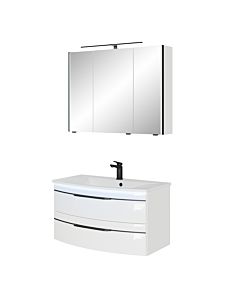 Pelipal Series 7045 Bathroom furniture -Set SET-167-060 Weiß Hochglanz / White gloss, black handles, 91 cm