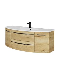 Pelipal Series 7045 washbasin set SET-167-065 Halifax oak synchronous pore, black handles, 91 cm