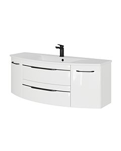 Pelipal Series 7045 Washbasin_Set SET-167-068 Weiß Hochglanz / White gloss, black handles, 130 cm