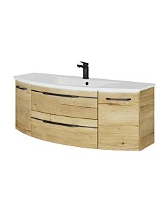 Pelipal Series 7045 washbasin set SET-167-073 Halifax oak synchronous pore, black handles, 130 cm