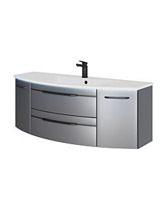 Pelipal Series 7045 washbasin set SET-167-075 steel grey metallic / steel grey, black handles, 130 cm