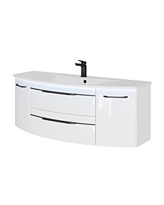 Pelipal Series 7045 washbasin set SET-167-076 Weiß Hochglanz / white gloss, black handles, 130 cm