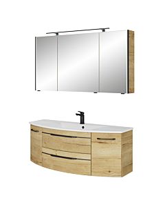 Pelipal Series 7045 Bathroom furniture -Set SET-167-081 Halifax Oak Synchronpore, black handles, 130 cm