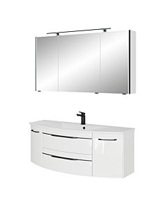 Pelipal Series 745 Bathroom furniture -Set SET-167-084 Weiß Hochglanz / White gloss, black handles, 130 cm