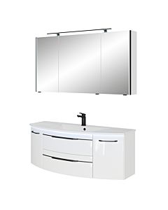 Pelipal Series 7045 Bathroom furniture -Set SET-167-092 Weiß Hochglanz / White gloss, black handles, 130 cm