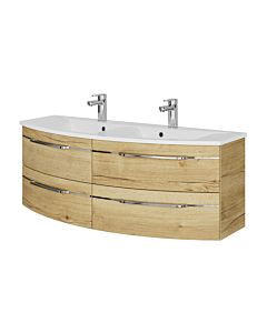 Pelipal Series 7045 double washbasin set SET-167-101 Halifax oak synchronous pore, chrome handles, 130 cm