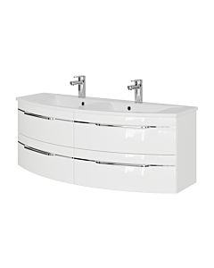 Pelipal Série 7045 ensemble lavabo double SET-167-104 Weiß Hochglanz / blanc brillant, poignées chromé , 130 cm