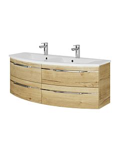 Pelipal Series 7045 double washbasin set SET-167-109 Halifax oak synchronous pore, chrome handles, 130 cm