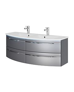 Pelipal Series 7045 double washbasin set SET-167-111 steel grey metallic / steel grey, chrome handles, 130 cm