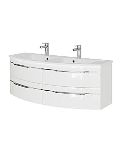 Pelipal Série 7045 ensemble lavabo double SET-167-112 Weiß Hochglanz / blanc brillant, poignées chromé , 130 cm