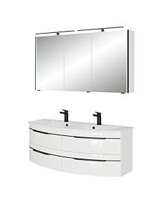 Pelipal Series 7045 Bathroom furniture -Set SET-167-116 Weiß Hochglanz / White gloss, black handles, 130 cm