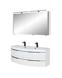 Pelipal Series 7045 Bathroom furniture -Set SET-167-124 Weiß Hochglanz / White gloss, black handles, 130 cm