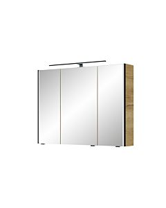 Pelipal Serie 7045 Spiegelschrank SEEA02493G167BA LED-Plus-Aufsatzleuchte, dreitürig, schwarz, 90 cm