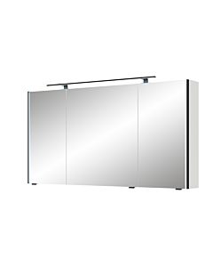 Pelipal Serie 7045 Spiegelschrank SEEA02413G126BA LED-Plus-Aufsatzleuchte, dreitürig, schwarz, 130 cm