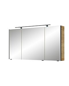 Pelipal Serie 7045 Spiegelschrank SEEA02413G167BA LED-Plus-Aufsatzleuchte, dreitürig, schwarz, 130 cm