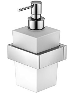 Steinberg Seifenspender Serie 460 with white satined glass, chrome, wall model, brass