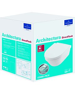 Villeroy und Boch Architectura Combi-Pack wall-mounted washdown unit 4694HR01 rimless, with WC seat, white