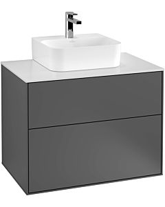 Villeroy und Boch Finion Waschtischunterschrank F08100PD 80x60,3x50,1cm, Abdeckplatte white matt, Black matt lacquer