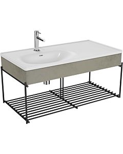 Vitra Equal furniture washbasin set 66042 102.5x52cm, furniture washbasin asymmetrical, white, shelf, with wooden panel concrete